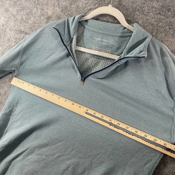 Outdoor Voices Sweatshirt Small Teal Blue OV Fleece 1/4 Zip Long Sleeve Pullover - Picture 5 of 8